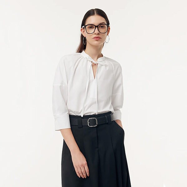 Cotton Tie Front Women Blouse (4) Cotton Tie Front Women Blouse