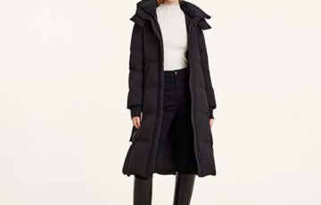 Hooded Gathered Waist Goose Down Coat (5)