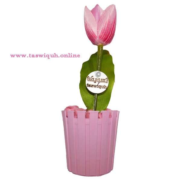 Artificial Potted Tulips Flowers For Home (1) Artificial Potted Tulips Flowers For Home