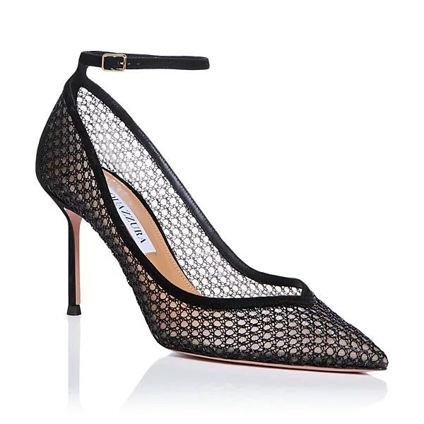 Aquazzura Women's Asha 85 Mesh Pumps-Black (2) Aquazzura Women's Asha 85 Mesh Pumps-Black