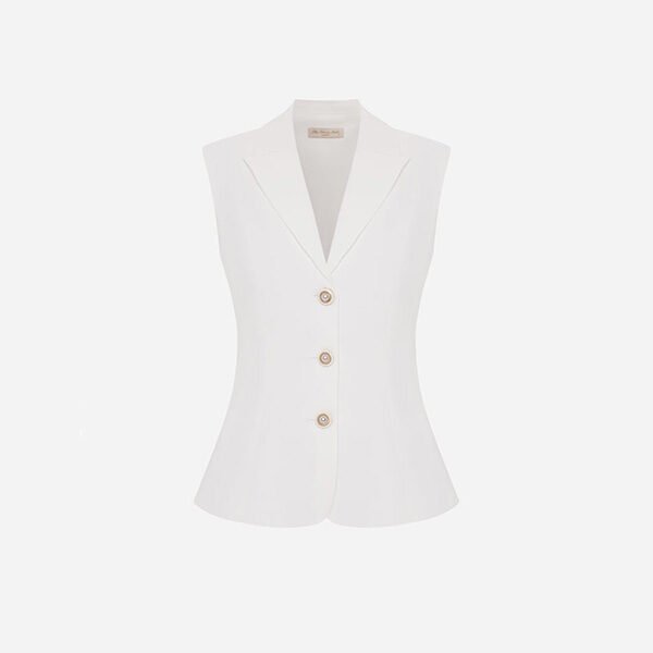 Flared Waistcoat with Accent Buttons-V-Neck (3) Flared Waistcoat with Accent Buttons-V-Neck