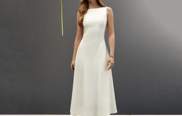 Milky Midi Dress with Flared Skirt (6)