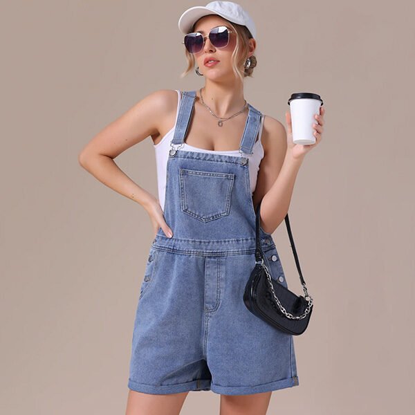 Women's Denim Overall Casual Outfits-Mid Blue (2) Women's Denim Overall Casual Outfits-Mid Blue