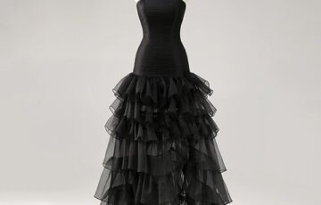 Zapaka Black Strapless Tiered Ruffle Dress (2)