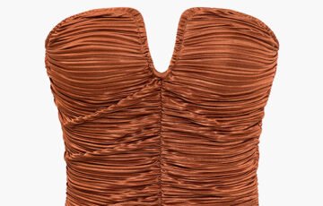 Ruched Bustier Crop And Draped Skirt Set (4)