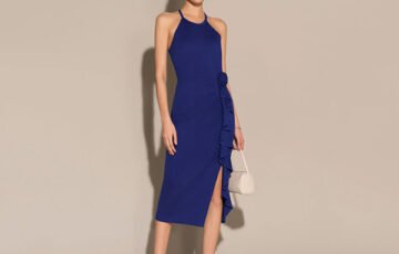 Ruffle And Flower Halter Dress (1)