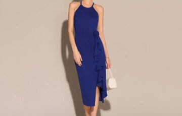 Ruffle And Flower Halter Dress (2)