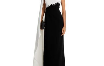 Teri Jon One Shoulder Drape Sleeve Gown (2)