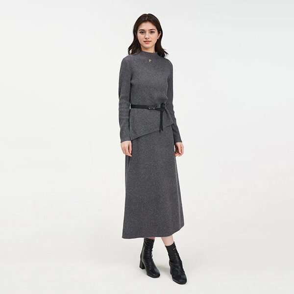 Wool Blend Mock Neck Sweater A-Line Skirt Set (3) Wool Blend Mock Neck Sweater A-Line Skirt Set