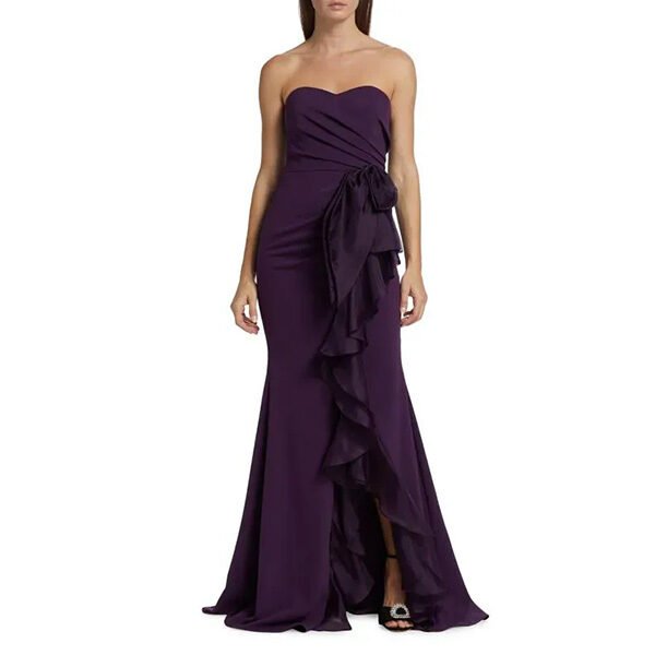 Badgley Mischka Ruffle Floor-Length Gown