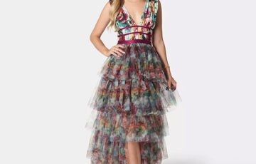 Bebe Tiered Mesh Maxi Dress (1)