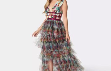 Bebe Tiered Mesh Maxi Dress (3)