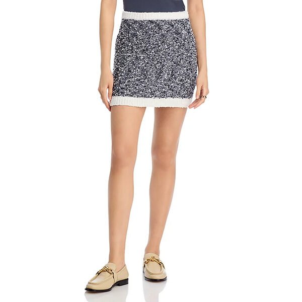 Cinq a Sept Adalee Knit Mini Skirt-Navy-Ivory