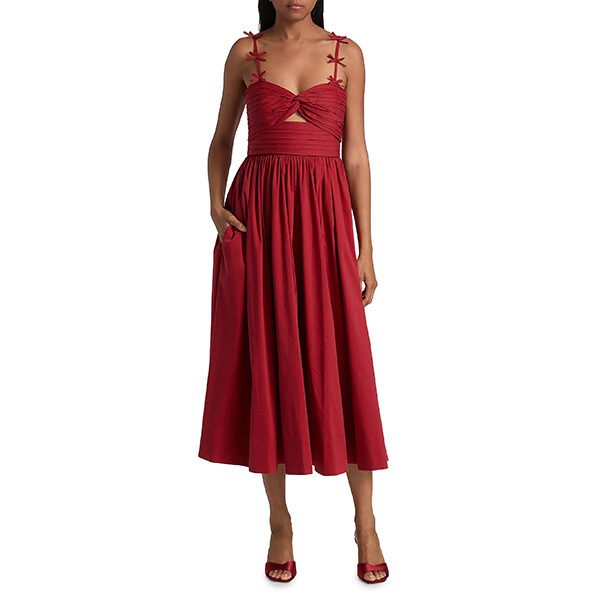 Cinq a Sept Agnes Poplin Bow-Strap Midi Dress