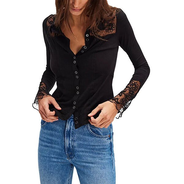 Free People Rosebud Cuff Top-Black