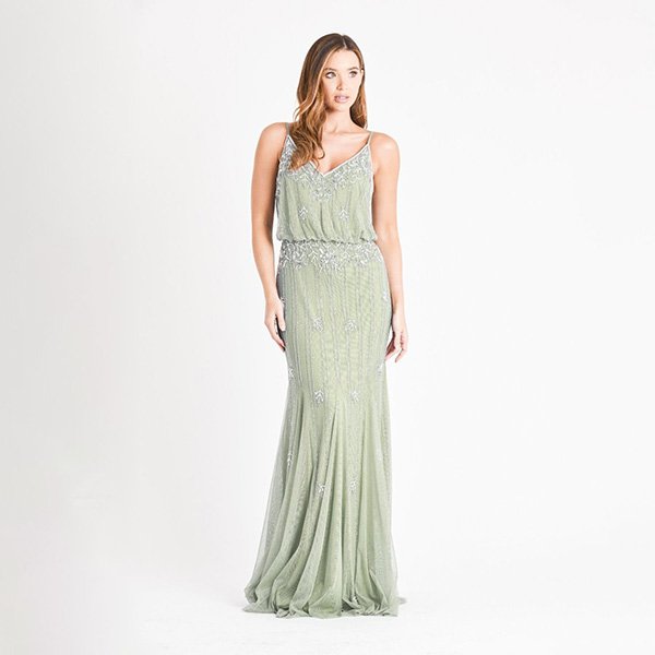 Lace and Beads Keeva Sage Maxi Dress 1