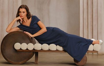 Navy Drop Shoulder Ruched Maxi Dress (2)