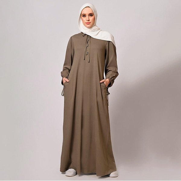 Stylish Dark Grey Abaya with Pockets 1