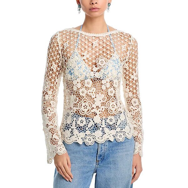 AQUA x Ava Phillippe Crochet Bell Sleeve Top (1) AQUA x Ava Phillippe Crochet Bell Sleeve Top