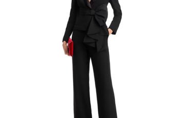 Aidan Mattox Bow Trim Jumpsuit-Black (4)