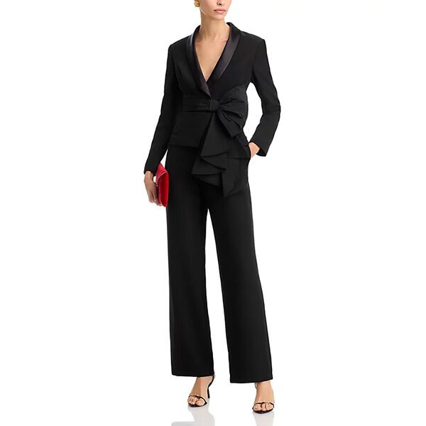 Aidan Mattox Bow Trim Jumpsuit-Black (4) Aidan Mattox Bow Trim Jumpsuit-Black