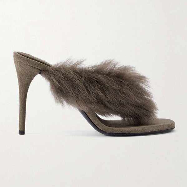 Alaïa Shearling Mules in Taupe