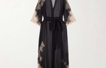 CARINE GILSON Lace-Trimmed Silk Chiffon Robe (1)