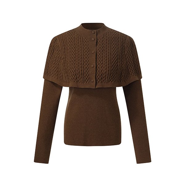 Coffee Brown Lyocell Knit Top And Cape Set 3 Coffee Brown Lyocell Knit Top And Cape Set - Image 3