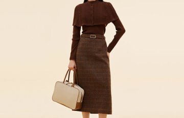 Coffee Brown Lyocell Knit Top And Cape Set (5)