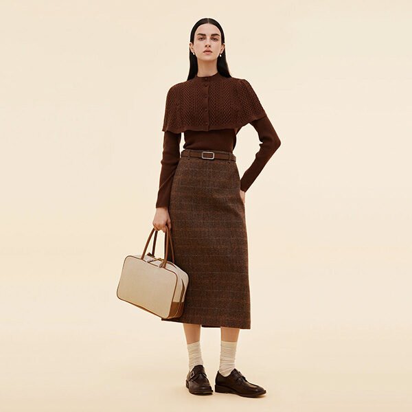 Coffee Brown Lyocell Knit Top And Cape Set (5) Coffee Brown Lyocell Knit Top And Cape Set