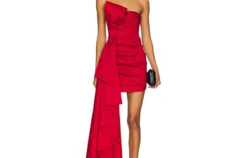 Jasmeet Mini Dress-Dark Red Sateen (1)