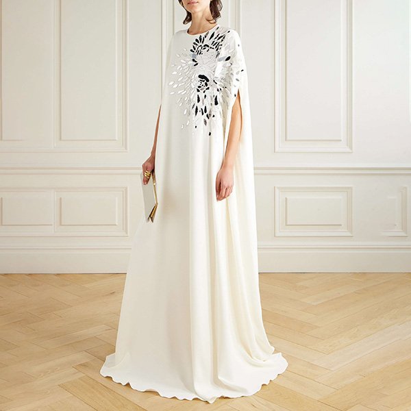 OSCAR DE LA RENTA Embellished Stretch-Silk Gown (1)