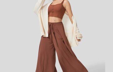 Pocket Flowy Wide Leg Casual Pants (1)