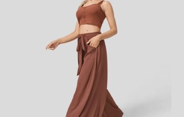 Pocket Flowy Wide Leg Casual Pants (2)