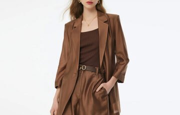 Tencel Blend Women Blazer-Brown (3)