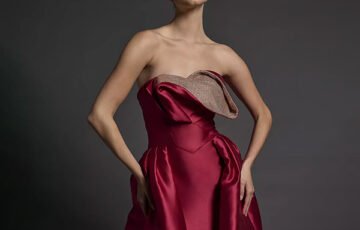 Viola Chan Mikado Mermaid Dress-Crimson (2)