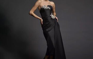 Viola Chan Mikado Tea-Length Dress-Black (1)