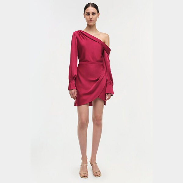 Cameron One Shoulder Mini Dress Cherry Red (2) Cameron One Shoulder Mini Dress Cherry Red