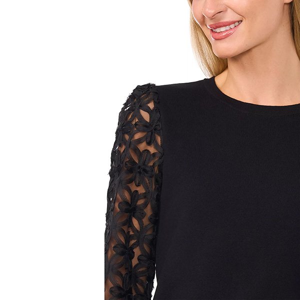 CeCe 3D Floral Lace Combo Sweater 2 CeCe 3D Floral Lace Combo Sweater - Image 2