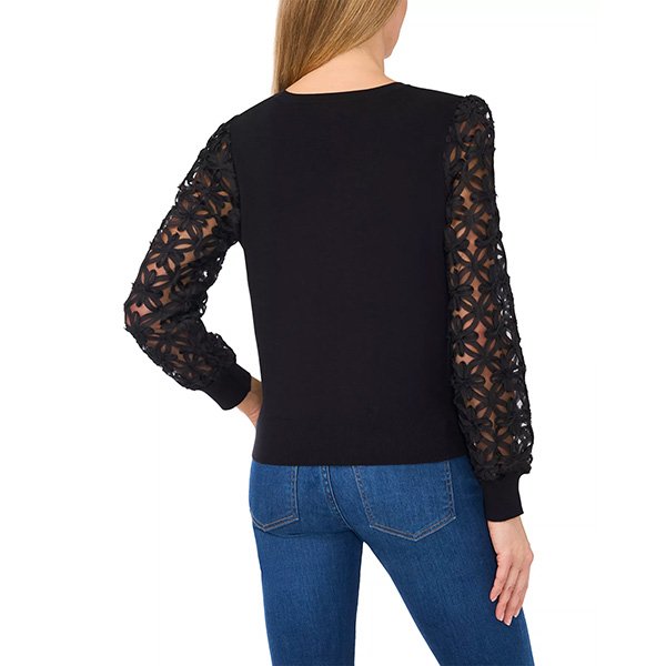 CeCe 3D Floral Lace Combo Sweater 3 CeCe 3D Floral Lace Combo Sweater - Image 3