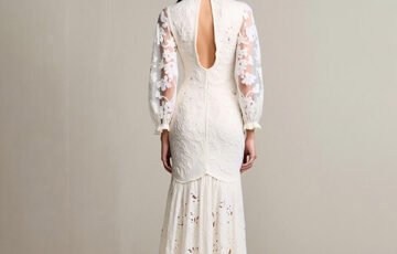 Ivory Lace Sheath Wedding Guest Dress (2)