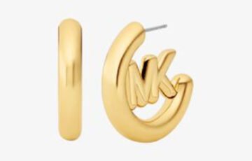 Michael Kors Large Logo Charm Hoop Earrings (1)