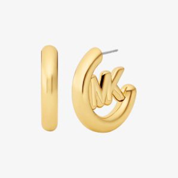 Michael Kors Large Logo Charm Hoop Earrings (1)