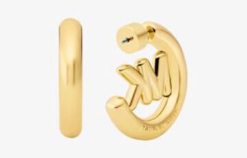 Michael Kors Large Logo Charm Hoop Earrings (2)