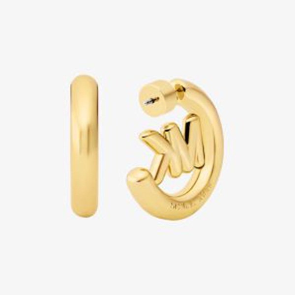 Michael Kors Large Logo Charm Hoop Earrings (2)