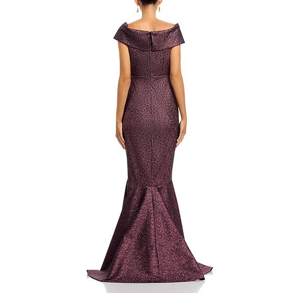 Teri Jon Metallic Jacquard Mermaid Gown 2