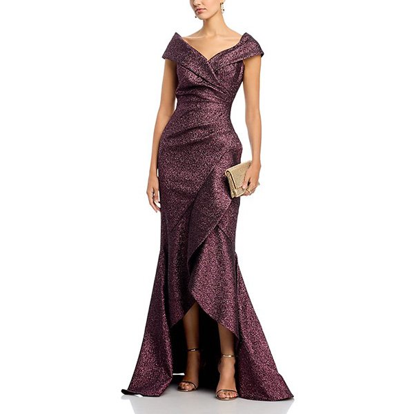 Teri Jon Metallic Jacquard Mermaid Gown (5)