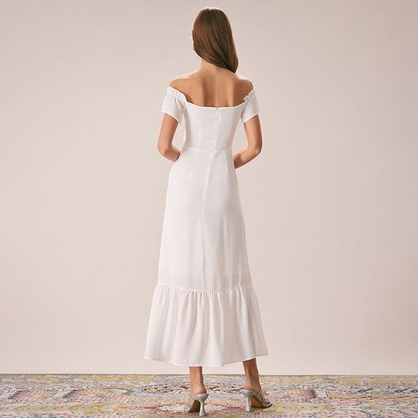 White Off The Shoulder Ruffle Maxi 4