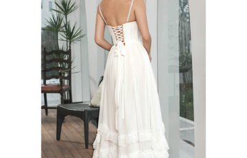 White Ruffled Chiffon Corset Party Dress (2)
