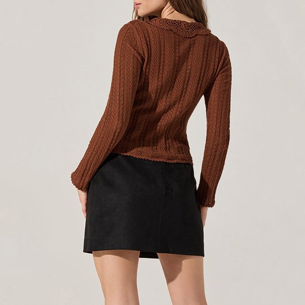 ASTR Label Ottilie Cotton Cardigan in Brown 3 ASTR Label Ottilie Cotton Cardigan in Brown - Image 3